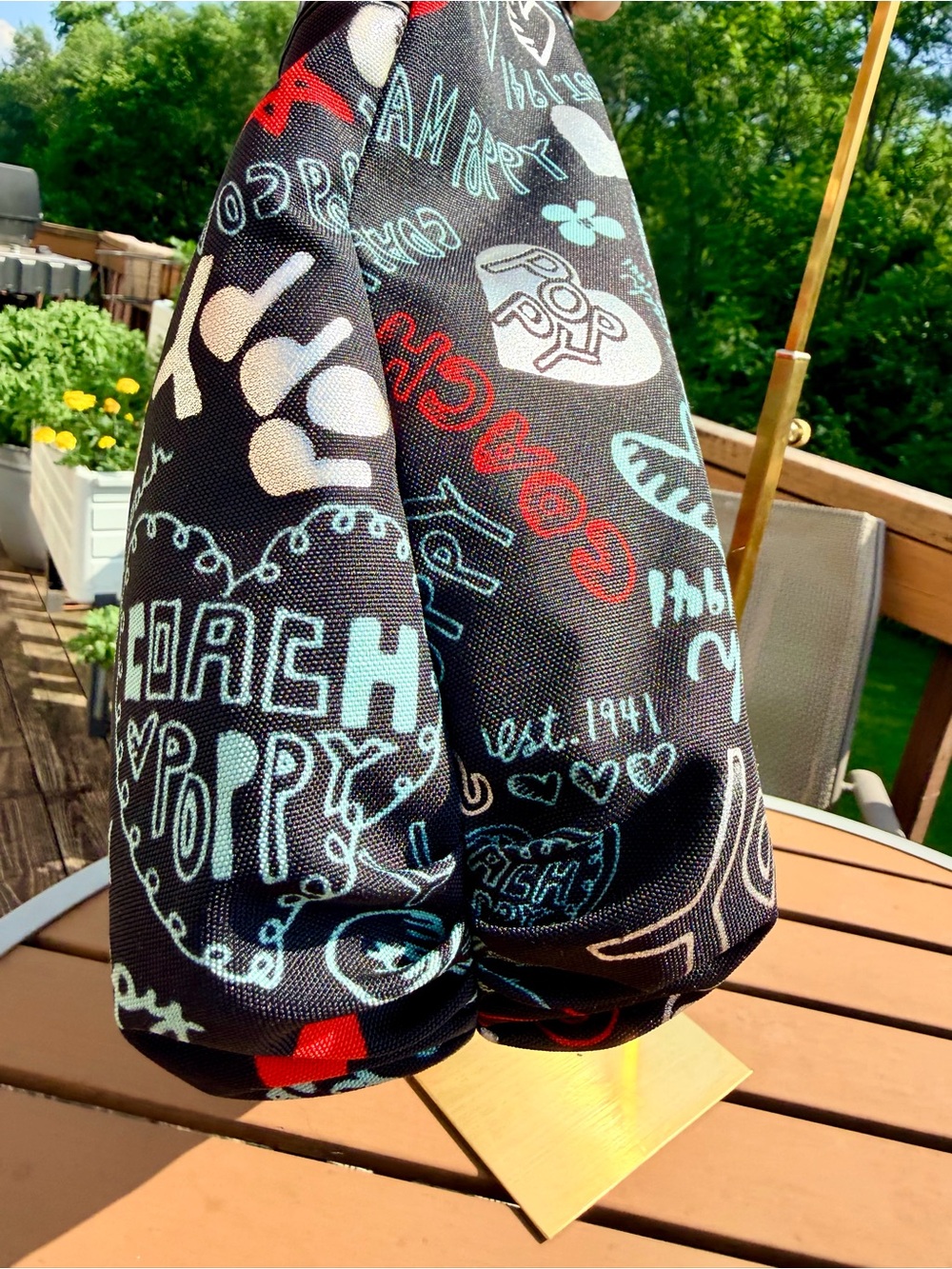 Coach Poppy Large Glam Tote with Graffiti Print and 3 Coach Hangtags! EUC! - Picture 8 of 14